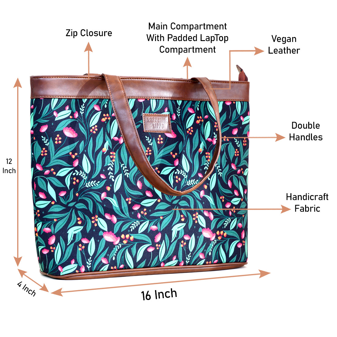 Leaves and Flowers Laptop Bag