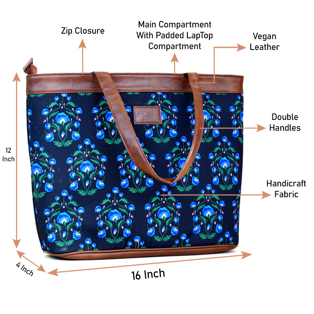 Aparajitha Garden Leather Laptop Bag For Women