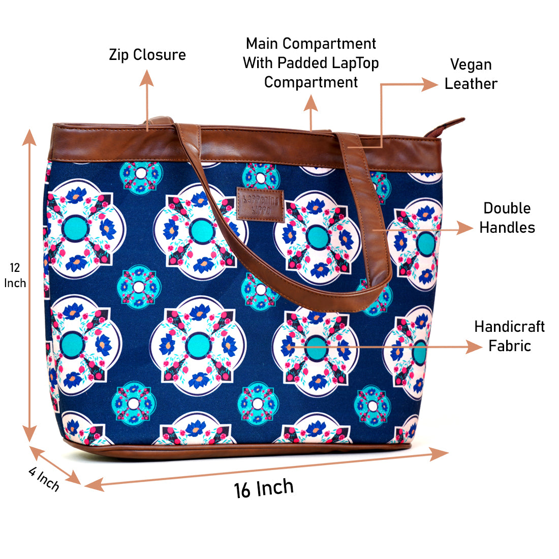 Blue And Teal Women Vegan Leather HandBag