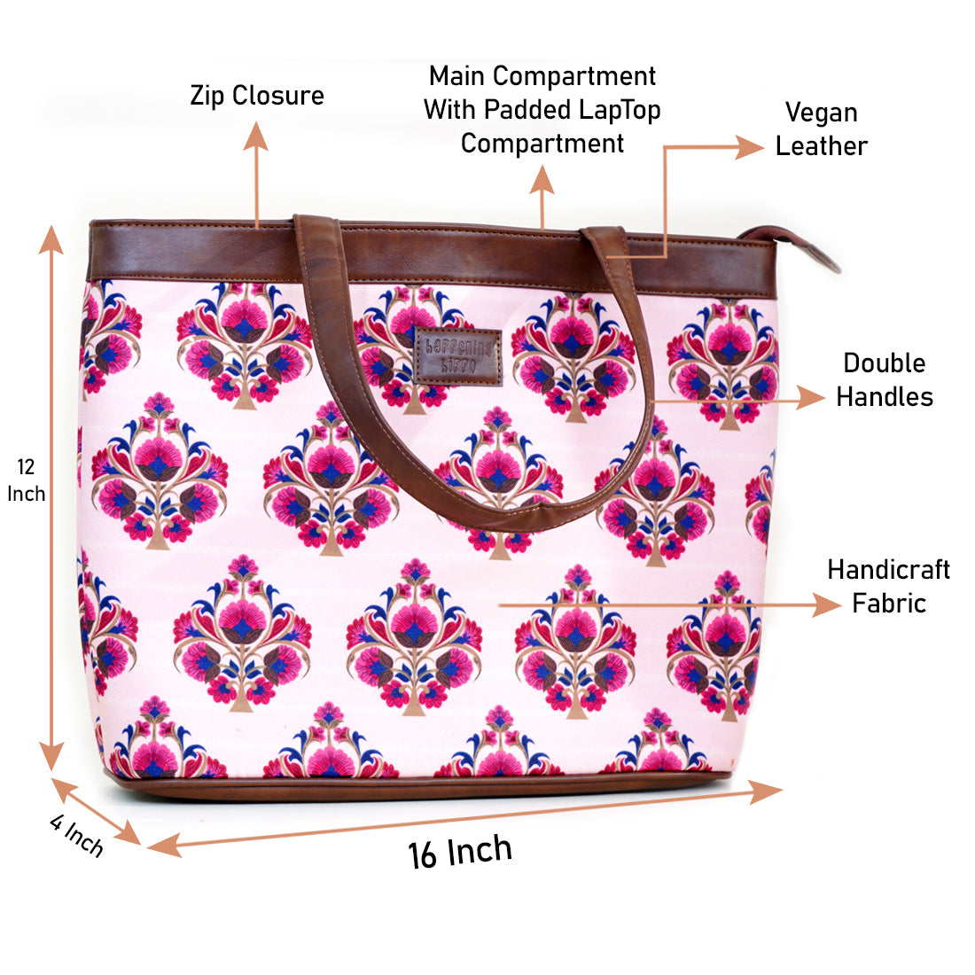 Pink And Blue Motif Women's Designer Laptop Bag