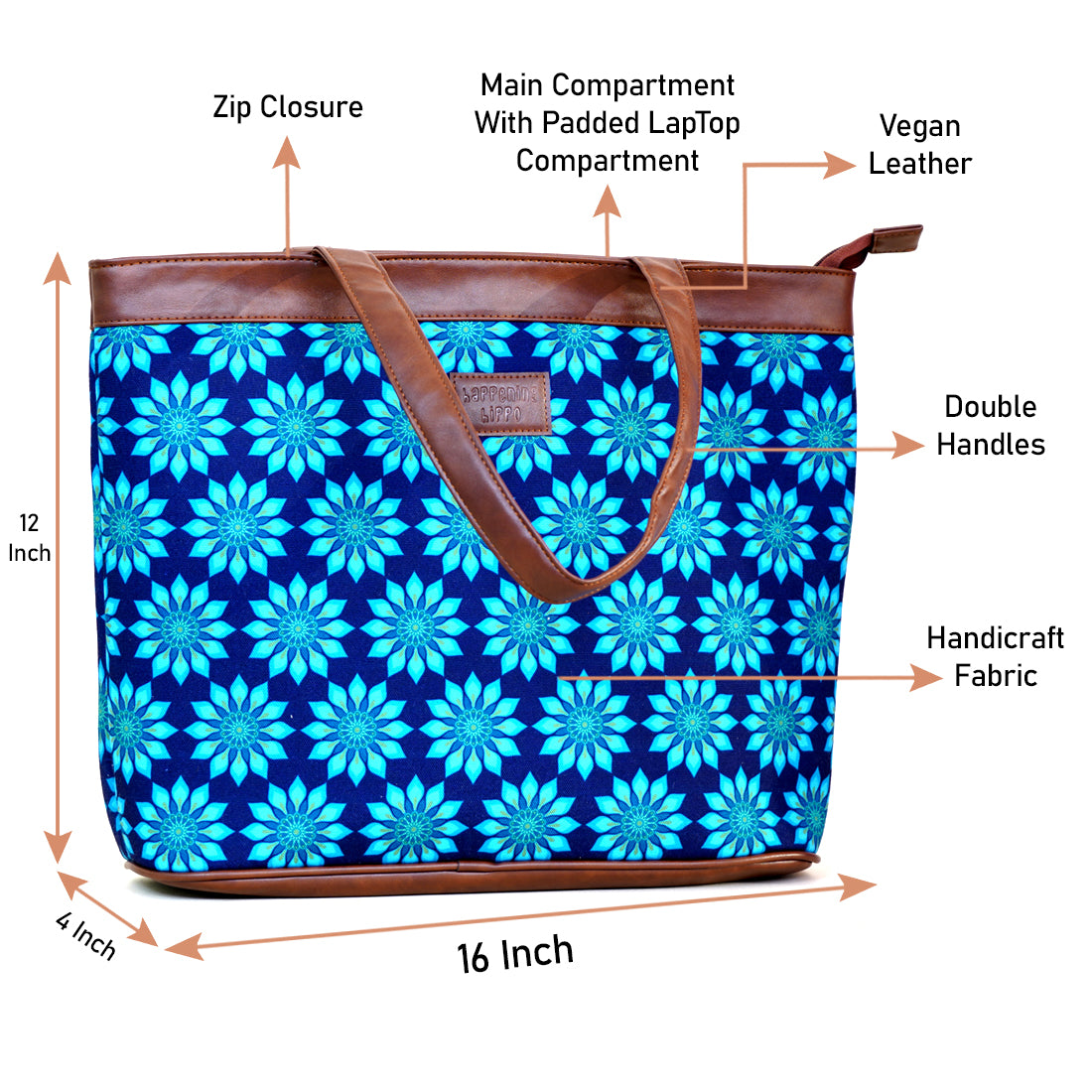 Peacock Flowers Designer Laptop Bags For Women