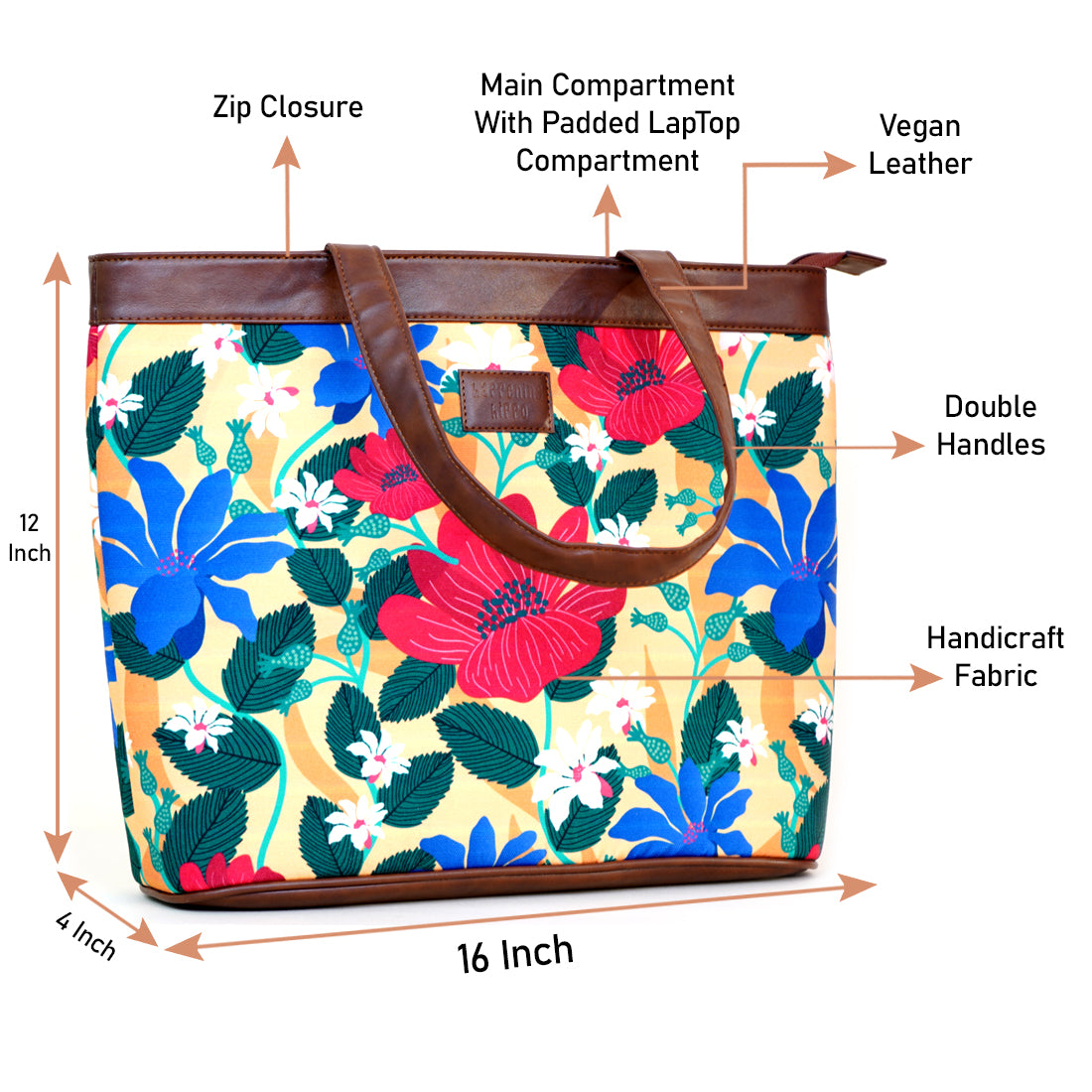 Yellow Flowers Women's Luxury DesignerLaptop bag