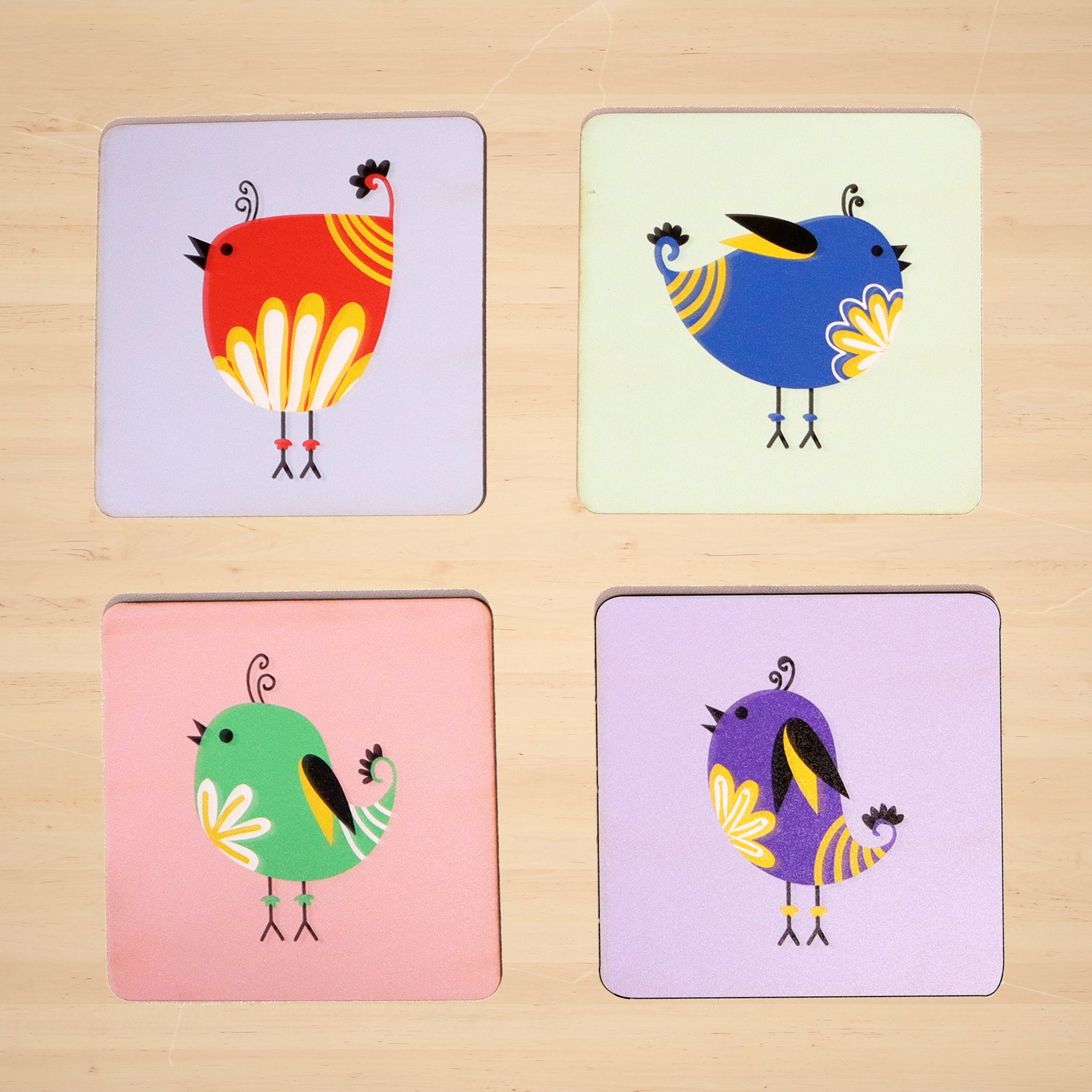 Talking Birdies Coaster- Set of 4