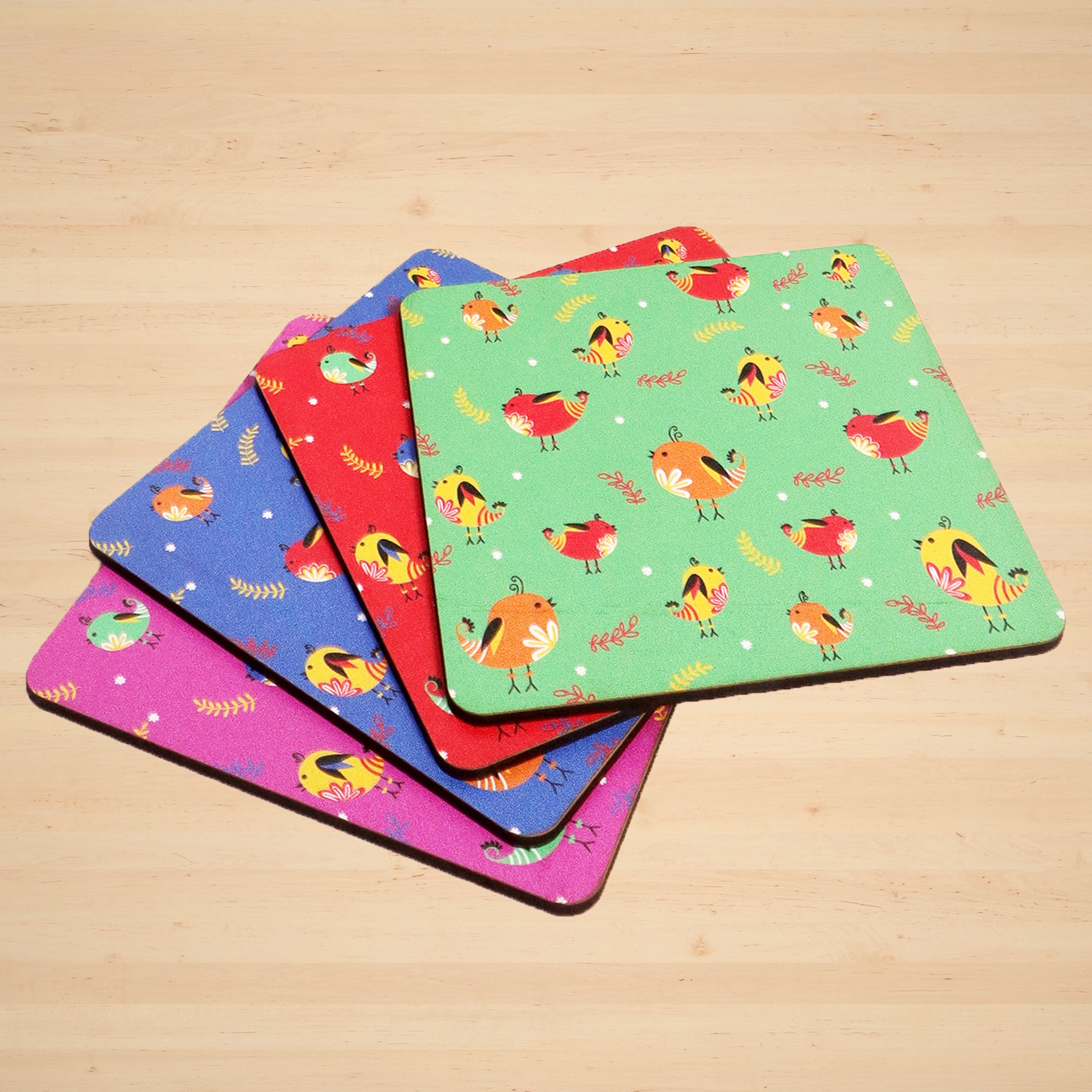 Bird Party Coaster- Set of 4