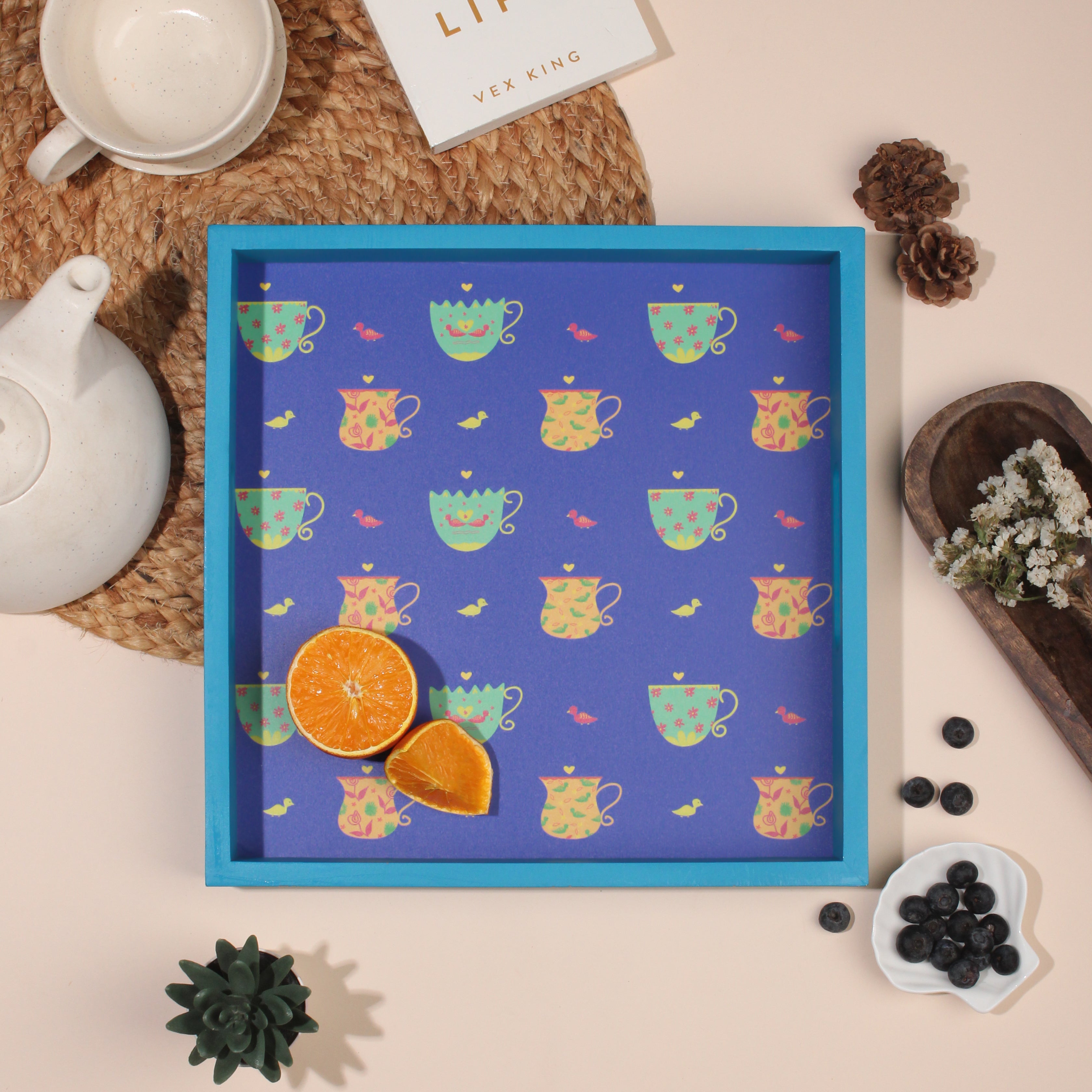 Tea Party Blue Tray