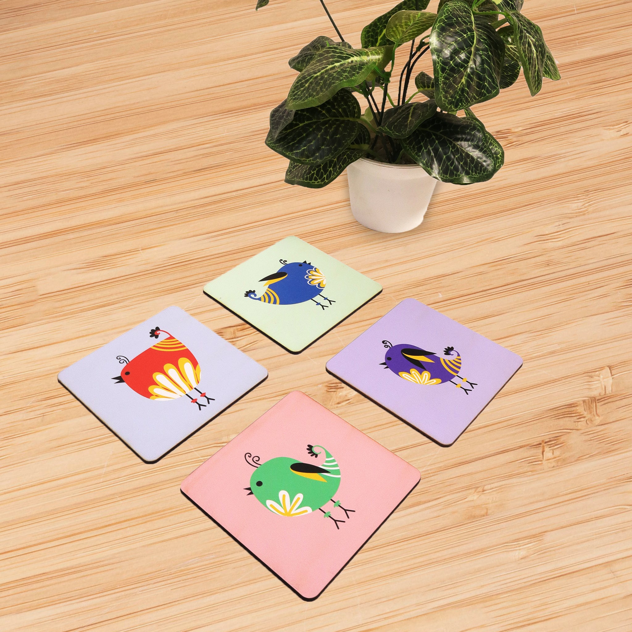 Talking Birdies Coaster- Set of 4