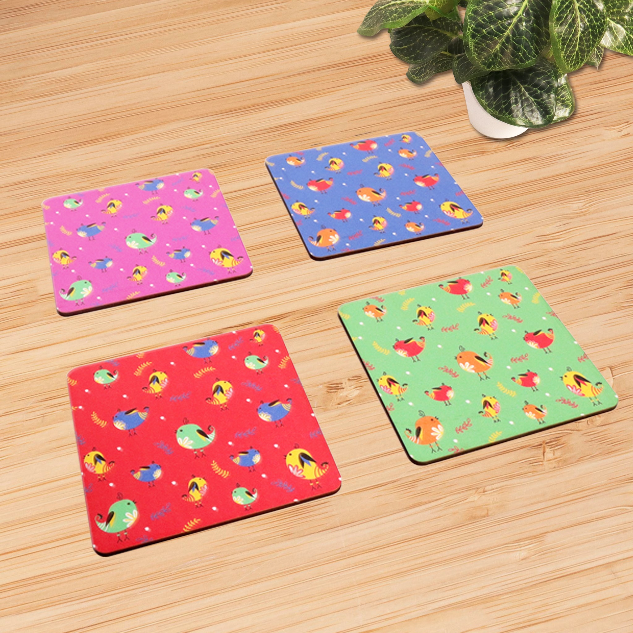 Bird Party Coaster- Set of 4