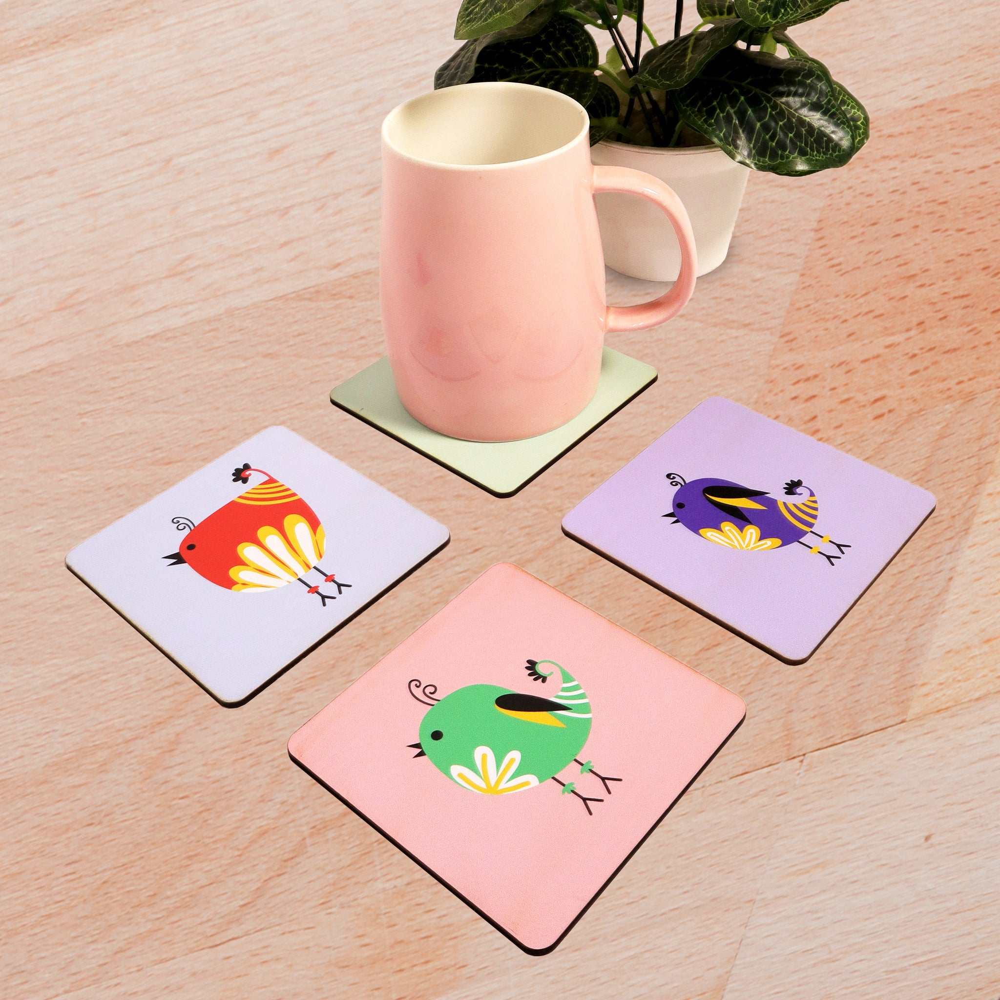 Talking Birdies Coaster- Set of 4