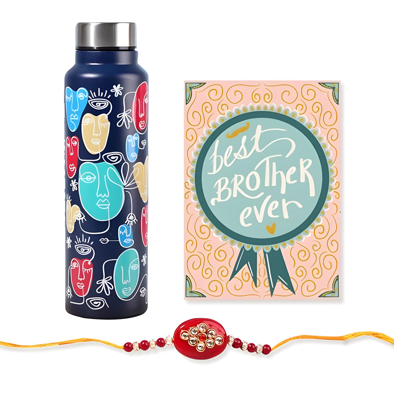 Happening Hippo Rakhi Combo – Bottle, Rakhi & Card (Faces)