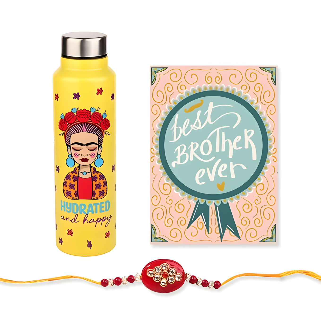 Happening Hippo Rakhi Combo – Bottle, Rakhi & Card (Frida)