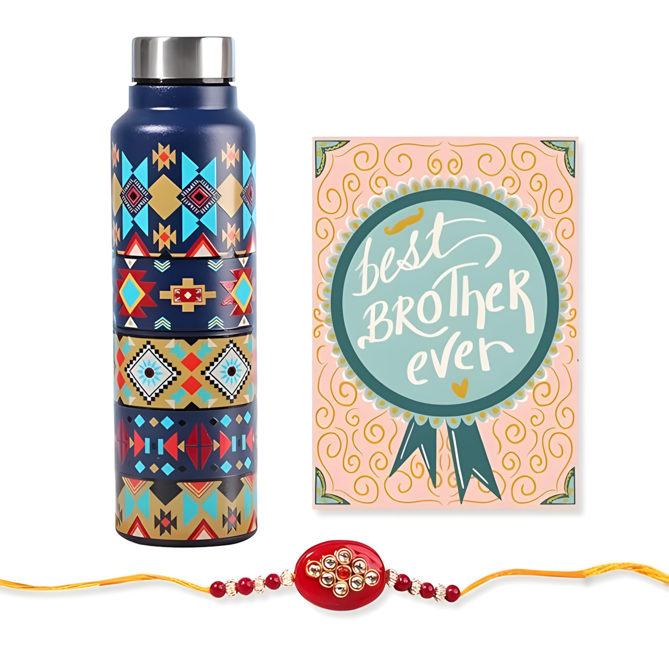 Happening Hippo Rakhi Combo – Ajtec Bottle, Rakhi & Card