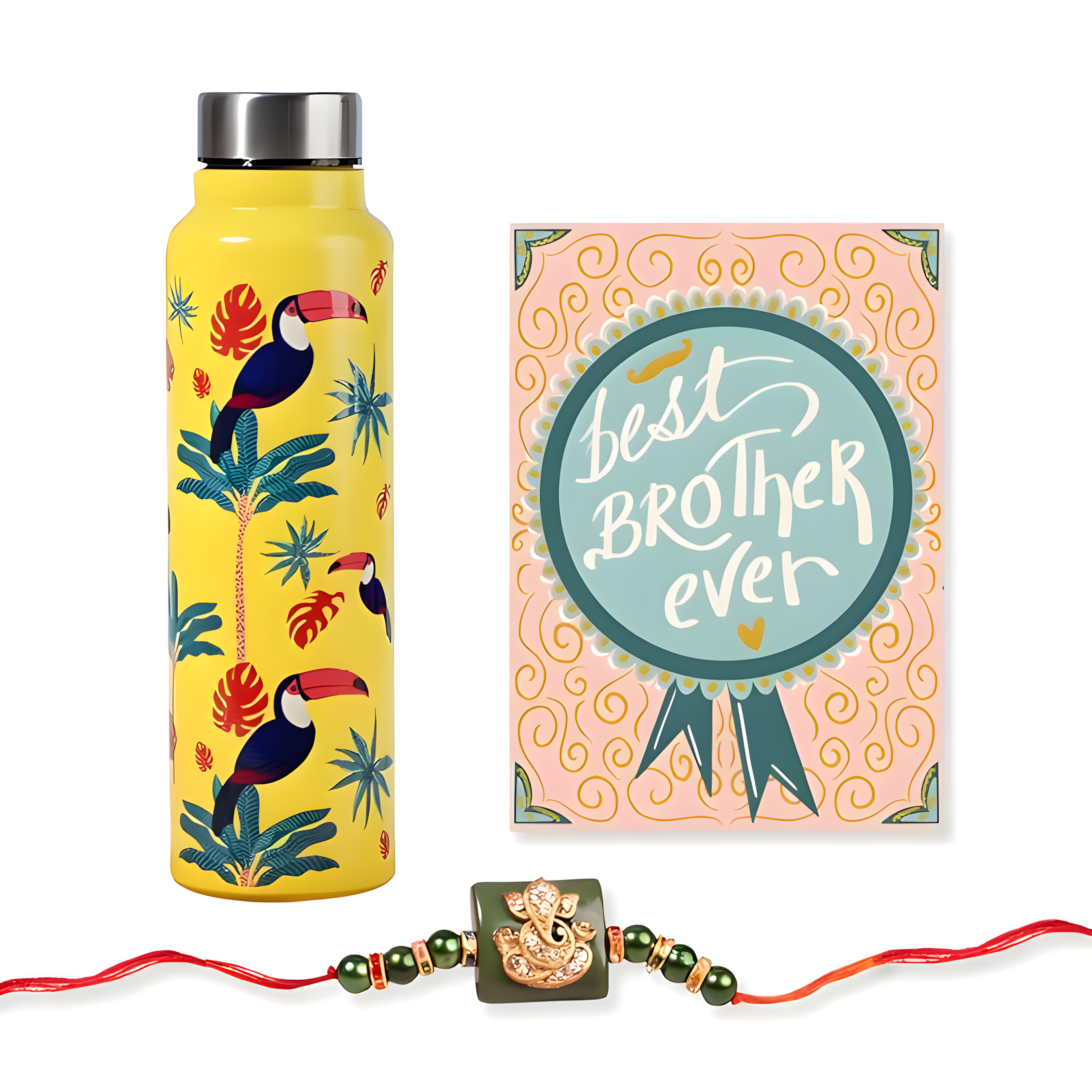 Happening Hippo Rakhi Combo – Bottle, Rakhi & Card (Toucan Park)