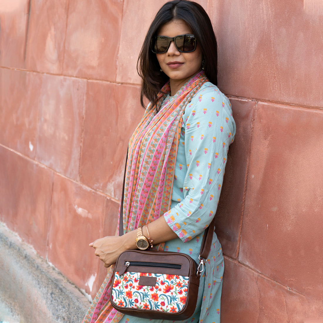 Gulmohar Garden Rectangular Sling Bag