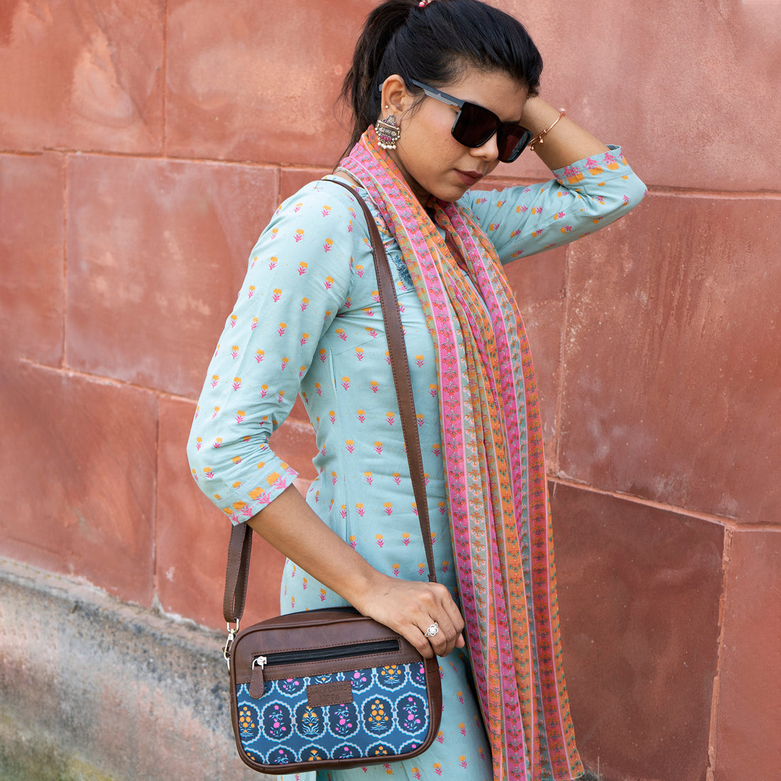 Mughal Motifs Rectangular Sling Bag