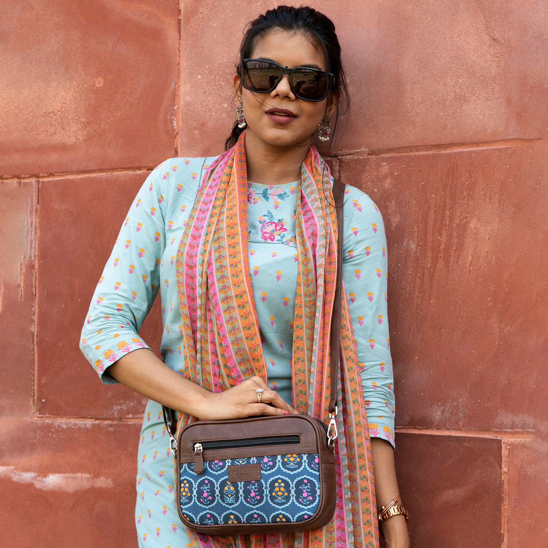 Mughal Motifs Rectangular Sling Bag