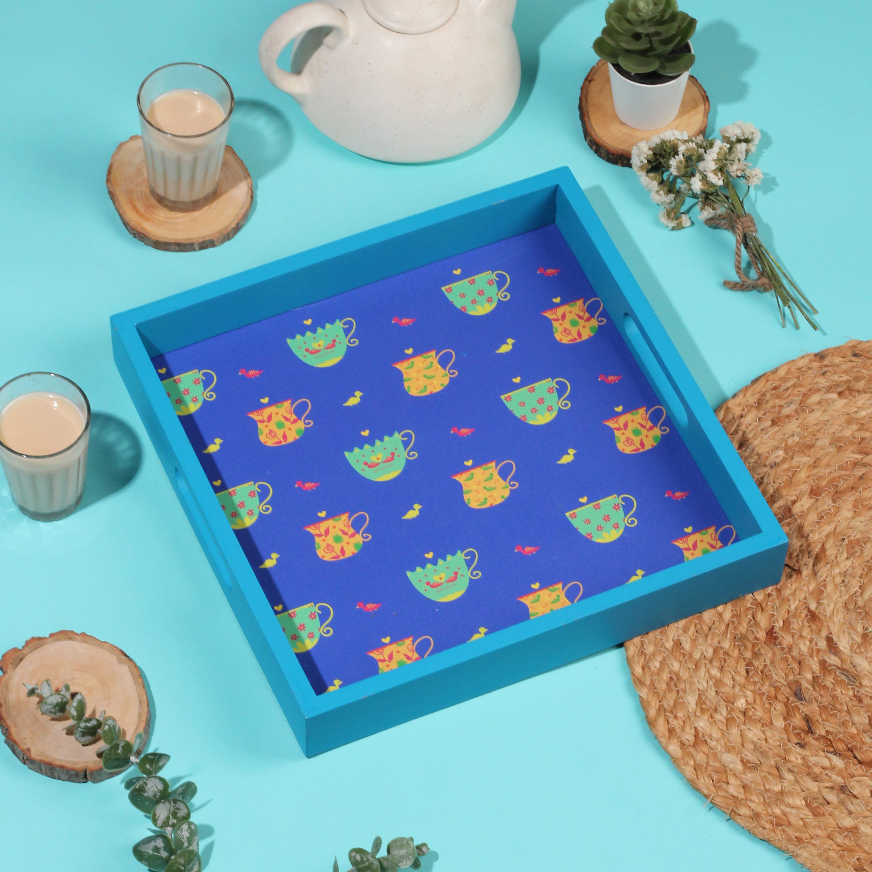 Tea Party Blue Tray