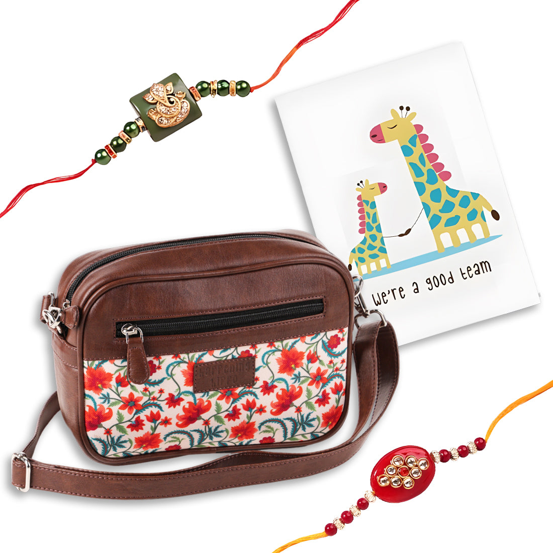 Aztec Play Sling Bag with Ganpati Rakhi & Greeting Card