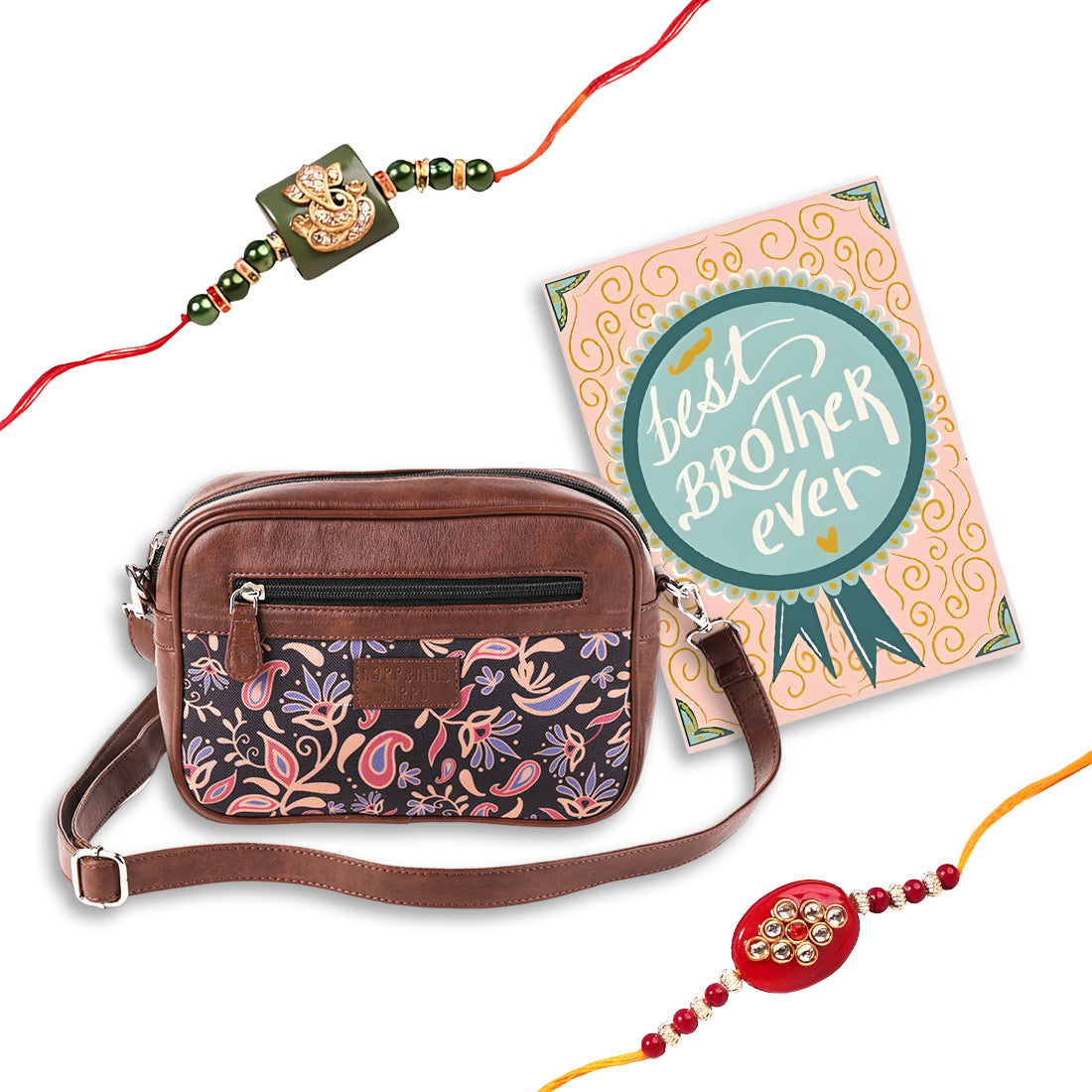 Enchanted Garden Sling Bag with Rakhi & Greeting Card