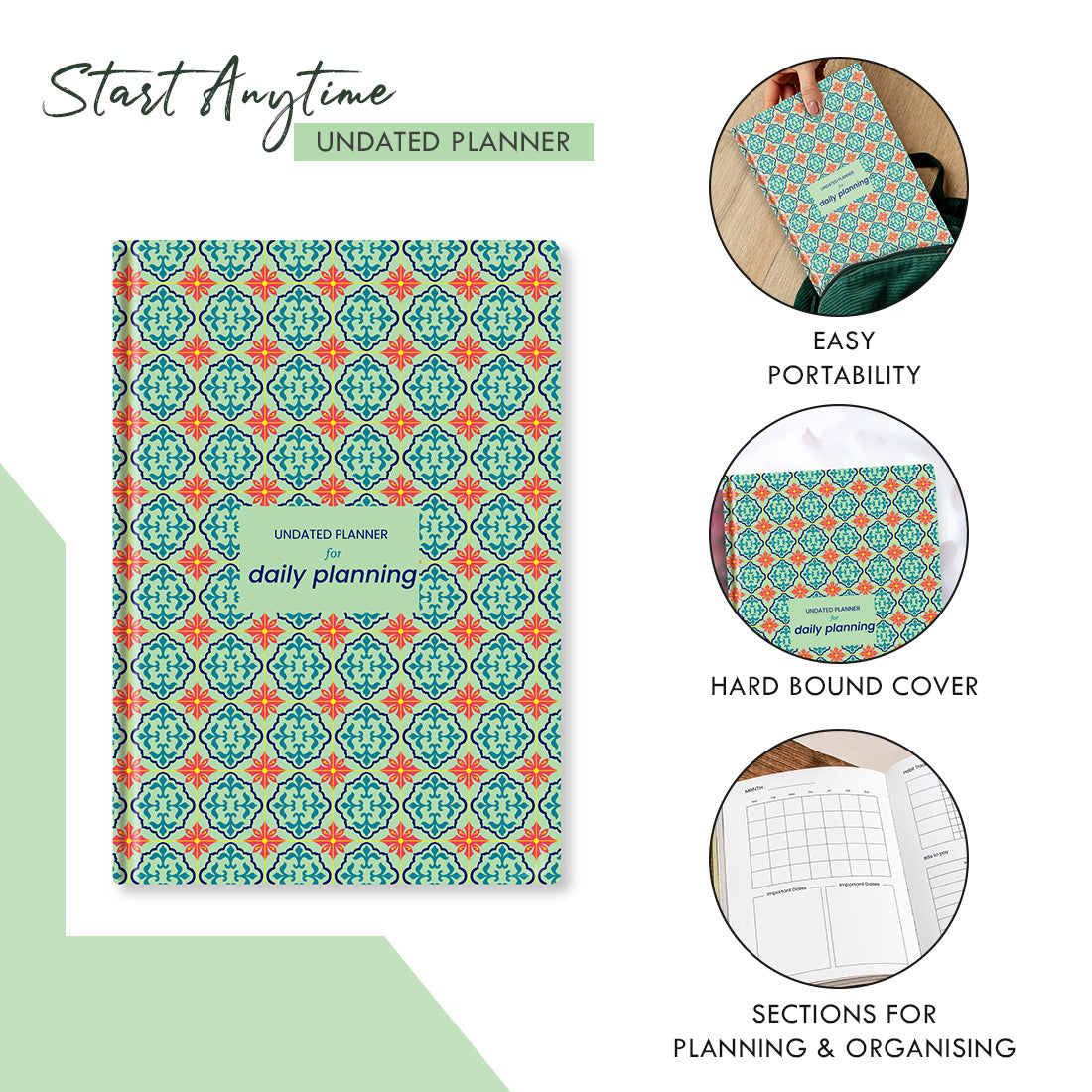 Moroccan Tiles Undated Planner - 12 Months