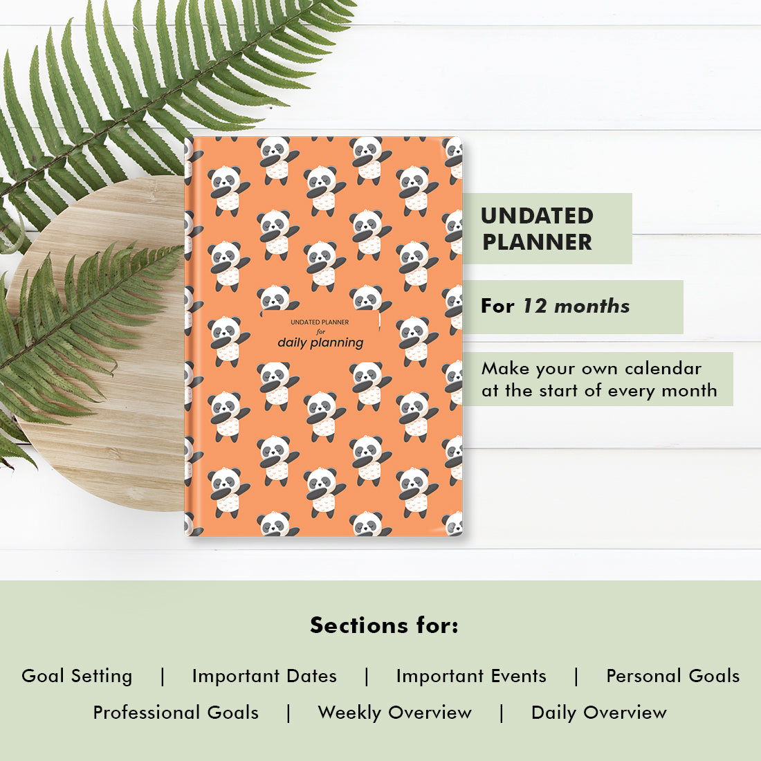 Panda Undated Planner - 12 Months