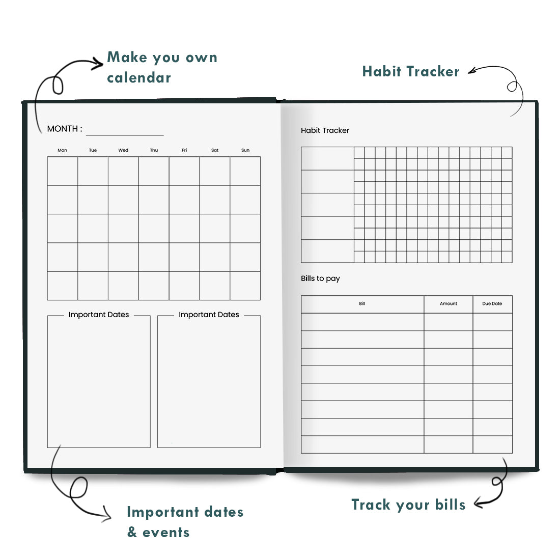 Yellow Zebra Undated Planner - 12 Months